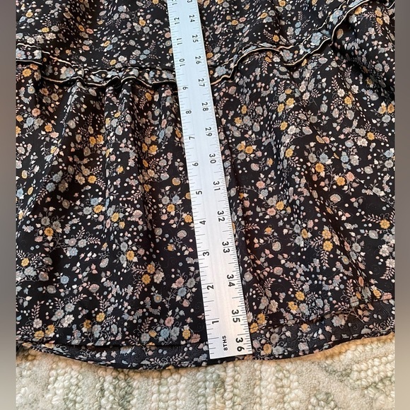 Max Studio Ditzy Floral Prairie Western Tiered Skirt RuffleNeck Shoulder Detail - Picture 10 of 12